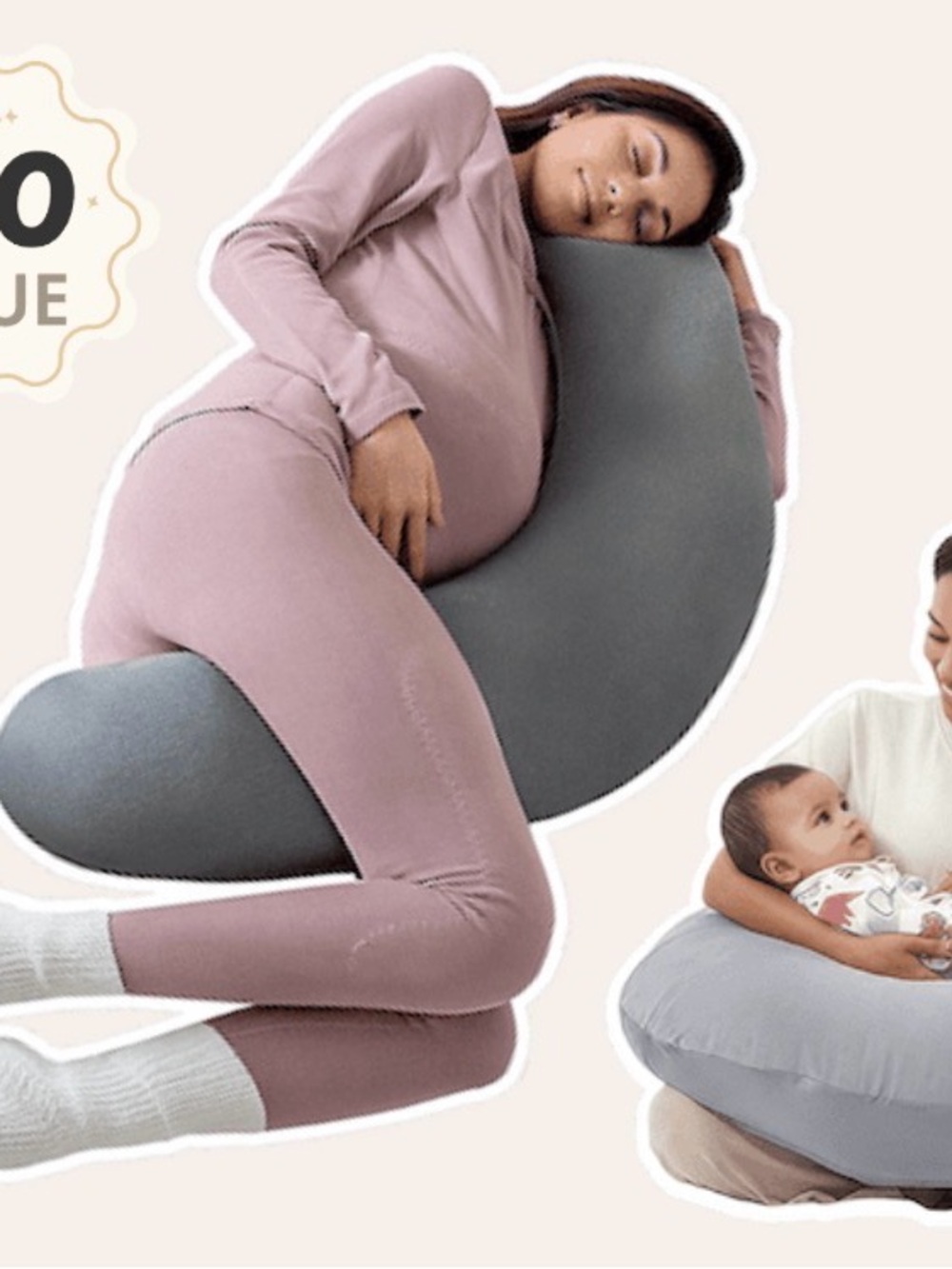Gray Pregnancy and Nursing Support Pillow